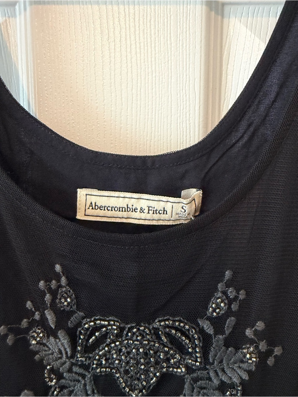 Abercrombie & Fitch Black Embroidered Mini Tank Dress - Picture 2 of 6